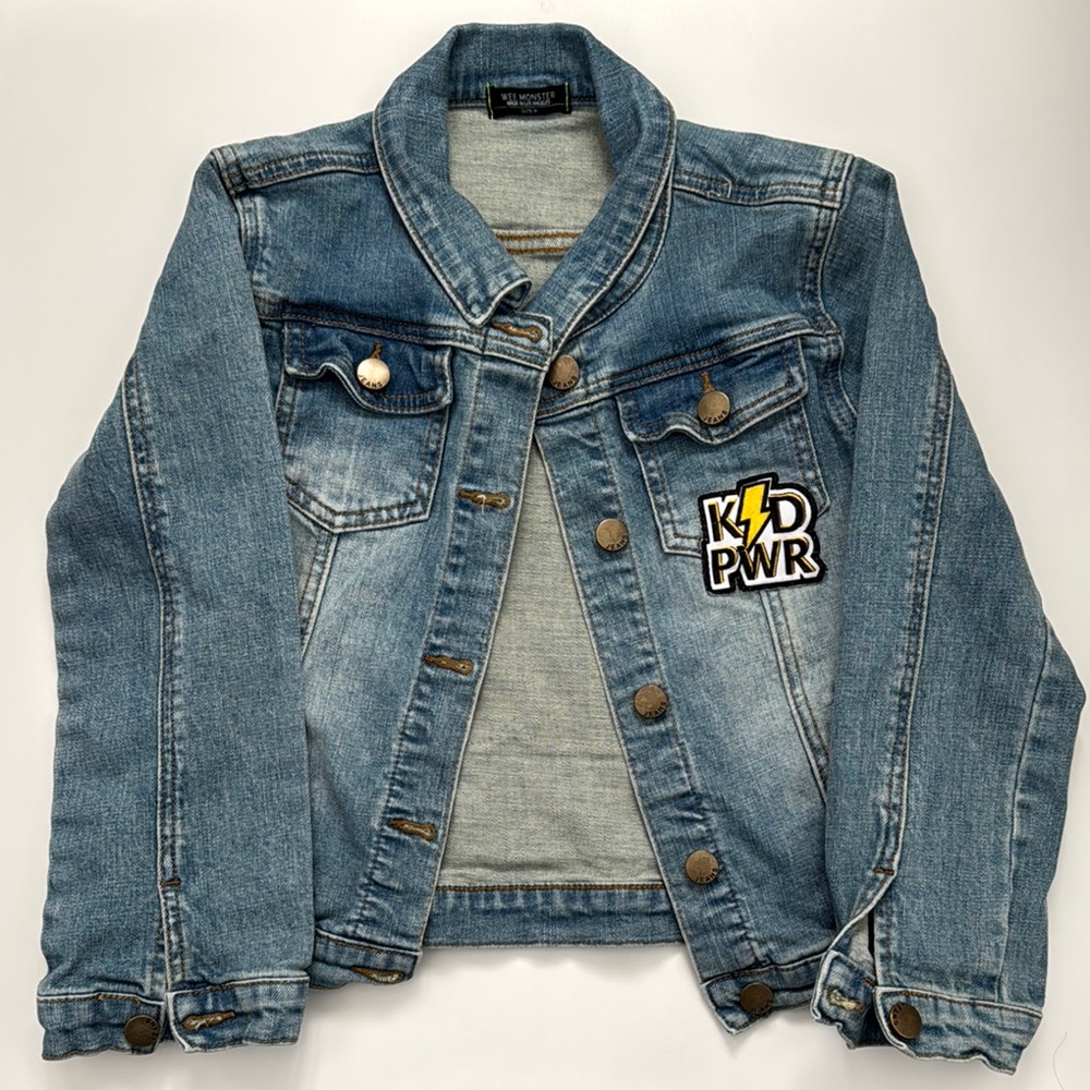 Wee Monster Girls Denim Jacket with Patches, Size 8